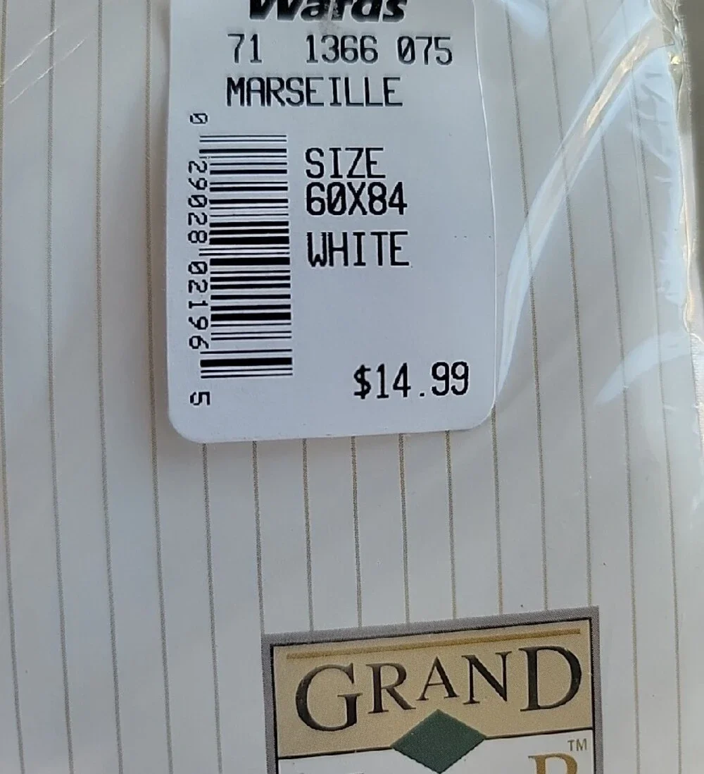 Montgomery Wards White Curtains Panel Vintage Marselle. NWT.